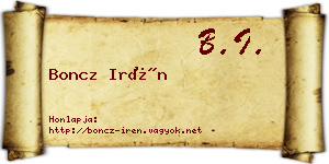 Boncz Irén névjegykártya