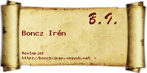 Boncz Irén névjegykártya